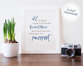Travel Quote Poster, Travel Quote Printable, Travel Quote Art Print, Travel Inspiration Art, Printable Wanderlust Art, Travel Quote Wall Art