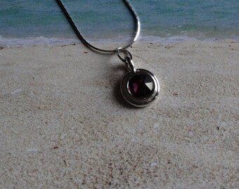 ON SALE - Sterling Silver Necklace, Charm Necklace, Amethyst Birthstone, .925 Sterling Necklace, Amethyst Charm, February, Birthstone Gift