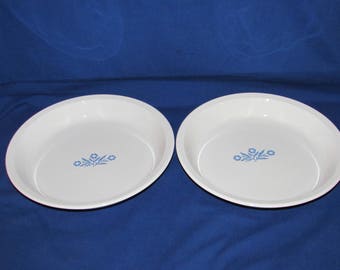Corning Ware Cornflower Blue 9 inch PIE PLATES P309 Set of 2 Corningware
