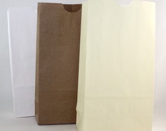 Flat Bottom Paper Bags, 3 Color Choices, 4 1/4"x 2 3/8" x 8"