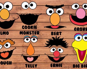 Sesame Street Faces. 12 High Resolution Digital Clipart. Sesame Street Birthday Party. Baby shower. Party Supplies. DIGITAL FILES