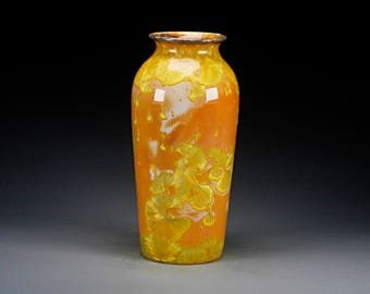 Ceramic Vase - Gold, Light Green - Crystalline Glaze on High-Fired Porcelain - Hand Made Pottery - FREE SHIPPING - #E-1-5121
