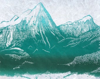Mountain Print 1, Relief Print, Handpulled Print
