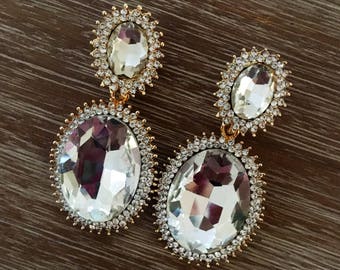 CLIP ON EARRINGS Our Joan Earrings Art Deco Clip On Earrings in Metallic Gold Statement Jewelry Clip on earrings
