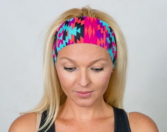 Running Headband-Workout Headband-Fitness Headband-Yoga Headband-Gym Gear-Boho Headband-Fashion Headband-Women Head Wrap-Aztec Print