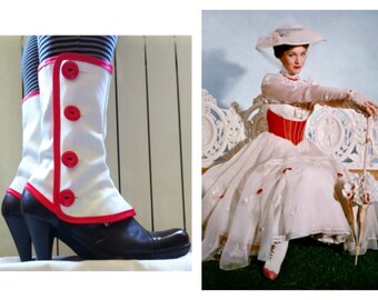 Mary Poppins Medium white spats waterproof cosplay Gaiters