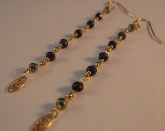 Long Sapphire Gemstone Earrings, gold earrings, gemstone earrings, long earrings, cascading earrings, sapphire earrings, dangle earrings