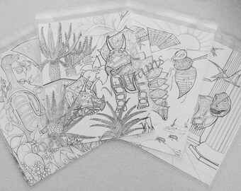 colouring Pages - Dinosaur Dreams - (pk 5 designs)