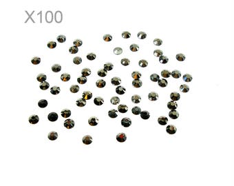 Silver rhinestone flat back acrylic 6 mm X 100