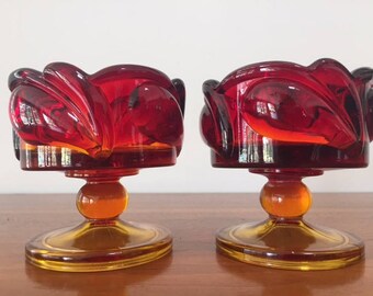 Mid Century- Viking Glass- Vintage Goblets - Sherbet Cups - Parfait Cups - Fostoria - Vintage Fostoria - Red - Orange - Yellow