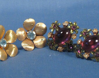 Vintage Screw on Earrings - Set of Two Pairs