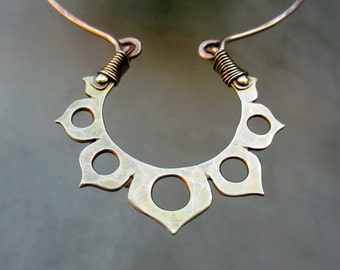 Golden Lotus Flower Necklace, Choker, Hand Fabricated, Metalsmithed, Golden, Ancient Spiritual Symbol, Meditation, Yoga, India