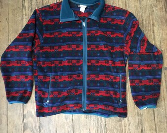 Vintage Fleece LL Bean Zip Up Aztec Pattern