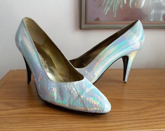 Vintage Fredrico Rainbow Snakeskin Heels Size 9M