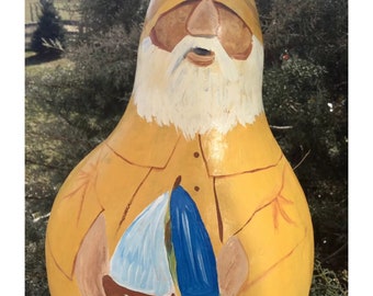 Salty Dawg Skipper Signed Handpainted Gourd 14x8.5