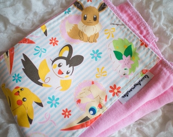 Baby Burp cloth - pink Pokemon hand dyed burp cloth