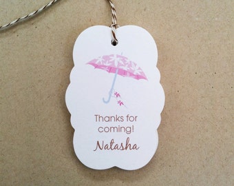 Personalized Gift Tags For Shower - Umbrella Gift Tags - Baby Shower Favor Tag - Bridal Shower Gift Tag - Thank You Treat Tags - TG-05