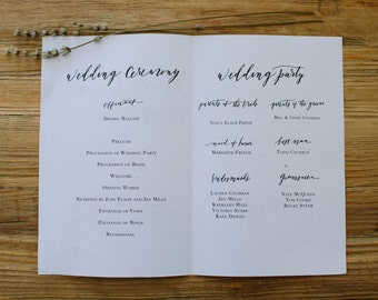 Calligraphy Wedding Program Design - Custom Digital Download