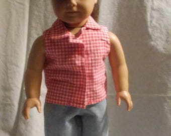Red and white gingham sleeveless top