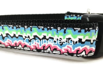 Dog Collar, Graffiti, 1 inch wide, adjustable, quick release, metal buckle, chain, martingale, hybrid, nylon