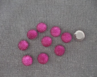 Round cabochons 10 mm pink acrylic rhinestones