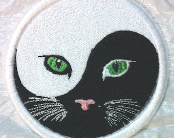 Yin and Yang of Meow - Cats & Kitties #2 Embroidered Iron on Applique - Patch