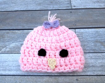 Crochet Baby Hat, Baby Chick Hat, Baby Girl Hat, Baby Easter Hat, Newborn Chick Hat, Infant Easter Hat, Baby Chick Beanie, Pink Baby Hat