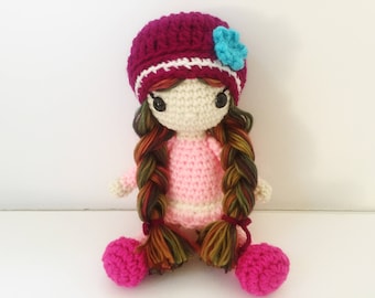 Crochet Doll / Amigurumi Stuffed Girl Doll Toy / Ruby