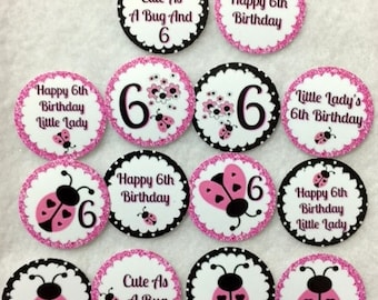Set of 50/100/150/200 Personalized Ladybug 6th Birthday Party 1 Inch Confetti Circles