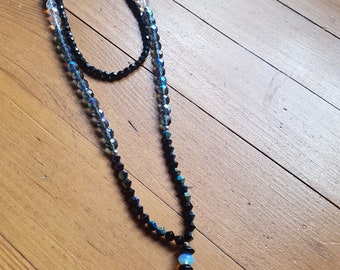 Black beaded boho necklace