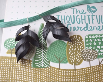 Rubber Leaf recycled bike inner tube earrings TreadGoods