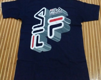 VTG Fila Athletics Navy T Shirt Made In USA