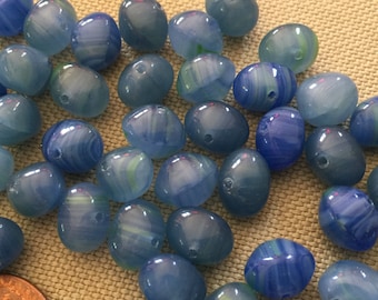 30 New Assorted Blue Glass Beads 10mm