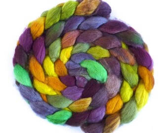 BFL Wool Hand Spinner's Roving - Hand Painted Colorway, Cross Purposes