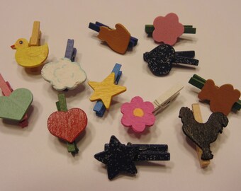 12 piece mini decorated clothespin mix, 26 mm (R3)