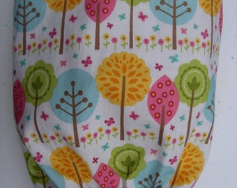 Plastic Grocery Bag Holder Colorful Whimiscal Trees in Blue Green Yellow and Pink