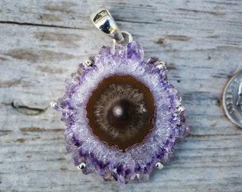 Amethyst Stalactite Slice Pendant - Amethyst Amethyst Stalactite Slice - Amethyst Pendant - Amethyst Stalactite Slice - February birthstone