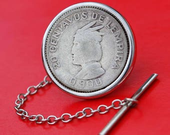 1931 ~ 1958 Honduras 20 Centavos 90% Silver Coin Silver Plated Tie Tac Tack Pin NEW - Chief Lempira