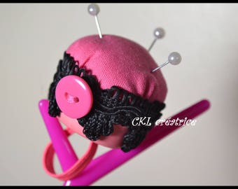 Pink and black Pincushion ring