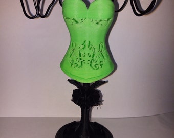 jewellery stand/tree in corset style, 3d printed in green, red, black or white