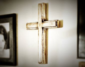 Age Distressed Wooden Wall Cross, Easter Gift Cross, Baptism Gift Cross, Christian Gift Cross
