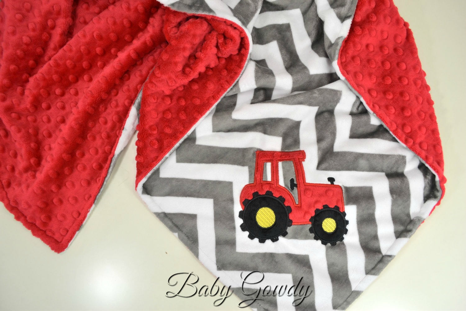 Personalized Minky Baby Blanket Tractor Baby Blanket