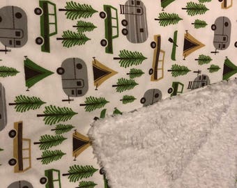 Happy Camper Polar Fleece Throw, Gray | Gander Outdoors