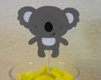 12 Koala cupcake toppers, Koala bear food picks, cupcake toppers