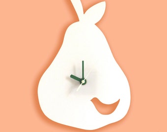 White Birdie in a Pear Wall Hanging Clock