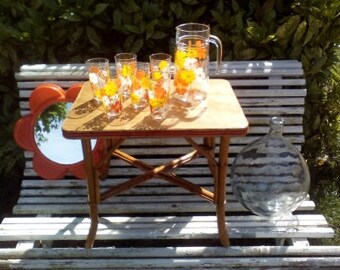 pitcher jug and glasses orangeade, lemonade Vintage 60s decor