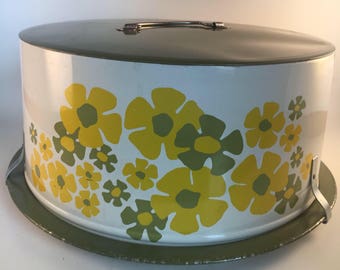 Vintage Decoware metal flower power cake carrier
