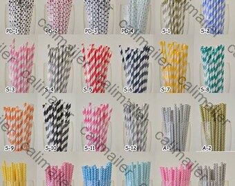 50 Pieces Paper Drinking Straws in Striped/Chevron/Polka Dot for any venue birthday parties
