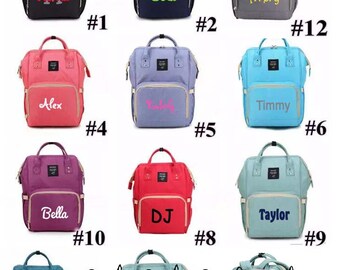 Diaper bag, Nappy, Baby Bag. Backpack PERSONALIZED name monogram embroidered 12 Color options NEW CAMO