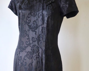 Vintage 90s Cheongsam black dress